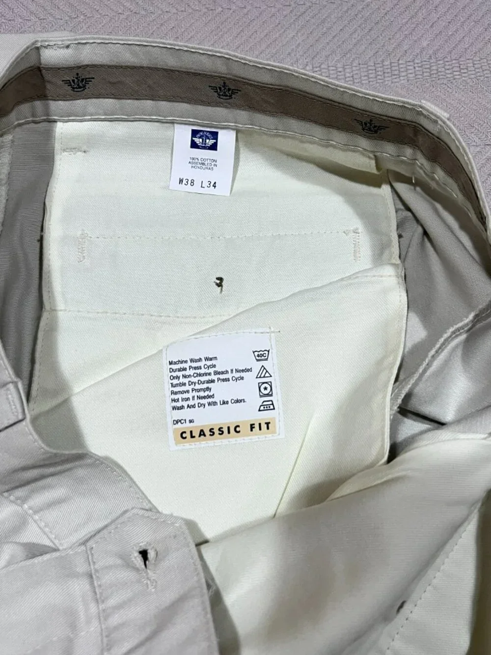 Dockers Pants Mens 38x34 Cream Khaki Vintage Double Pleated High Waist 90s New